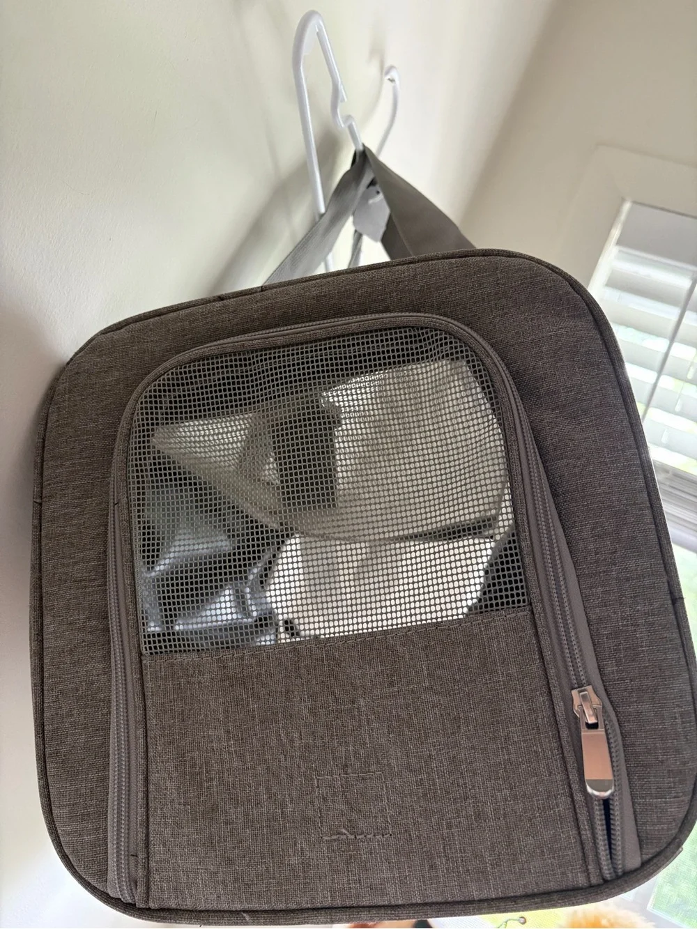 New 19” Pet Carrier Dog Bird Cat Bunny Gray Mesh Three Straps Padded Foldable